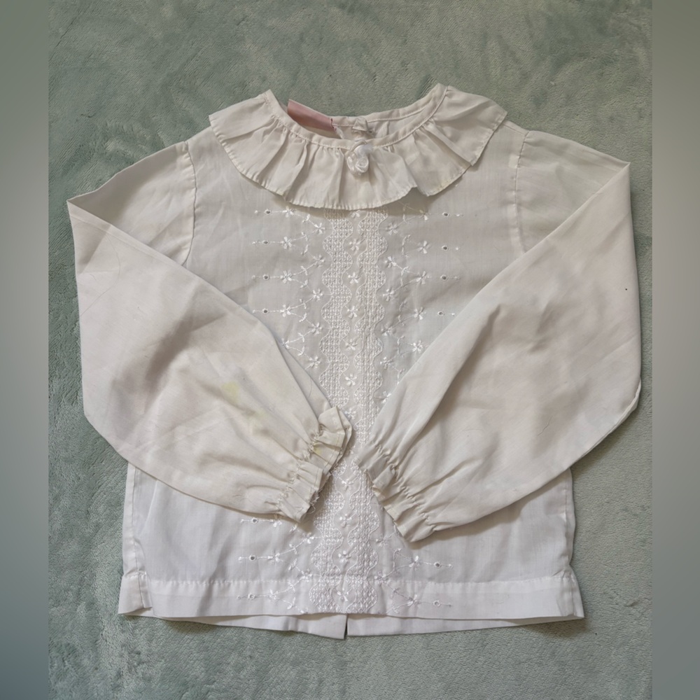 Vintage Little Rascals White Romantic Blouse with Puffed Sleeves